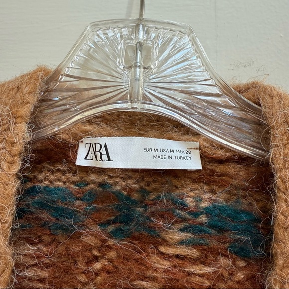 Zara Brown and Cream Patterned Cardigan - Picture 4 of 5